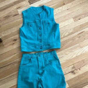 Vintage Irene Allison Blue Denim with Matching Vest Size 8 ( Tag says 12!)